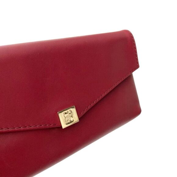 CH Carolina Herrera Red Leather Envelope Clutch - Picture 2 of 16